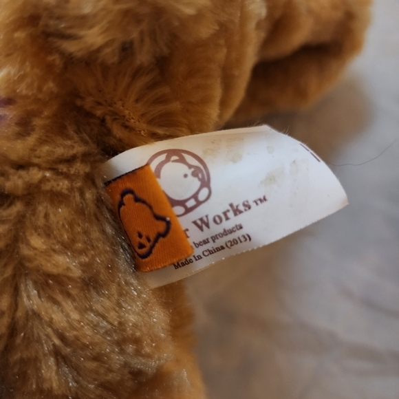 Bear Works Brown Teddy Plush Stuffed Animal Hidden Pocket in Back Cute Soft Toy - Picture 7 of 10